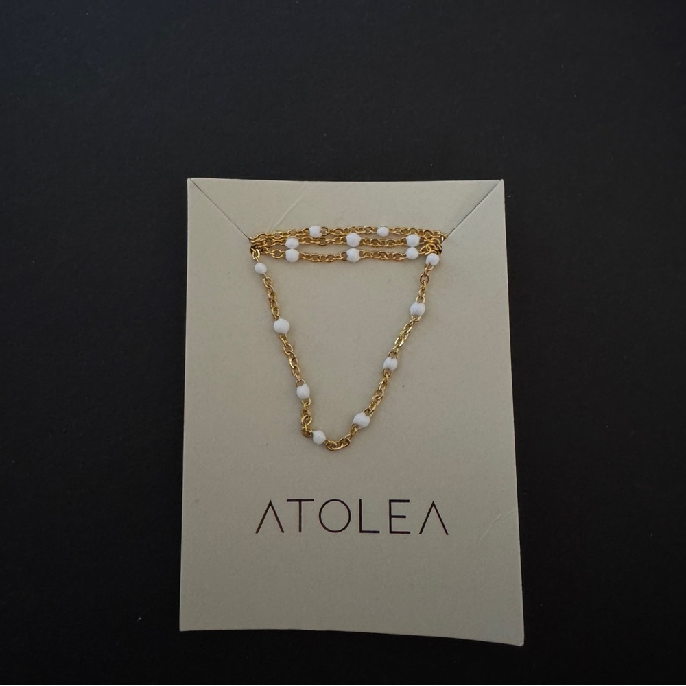 Atolea White Beaded Gold Choker Necklace - Picture 4 of 4